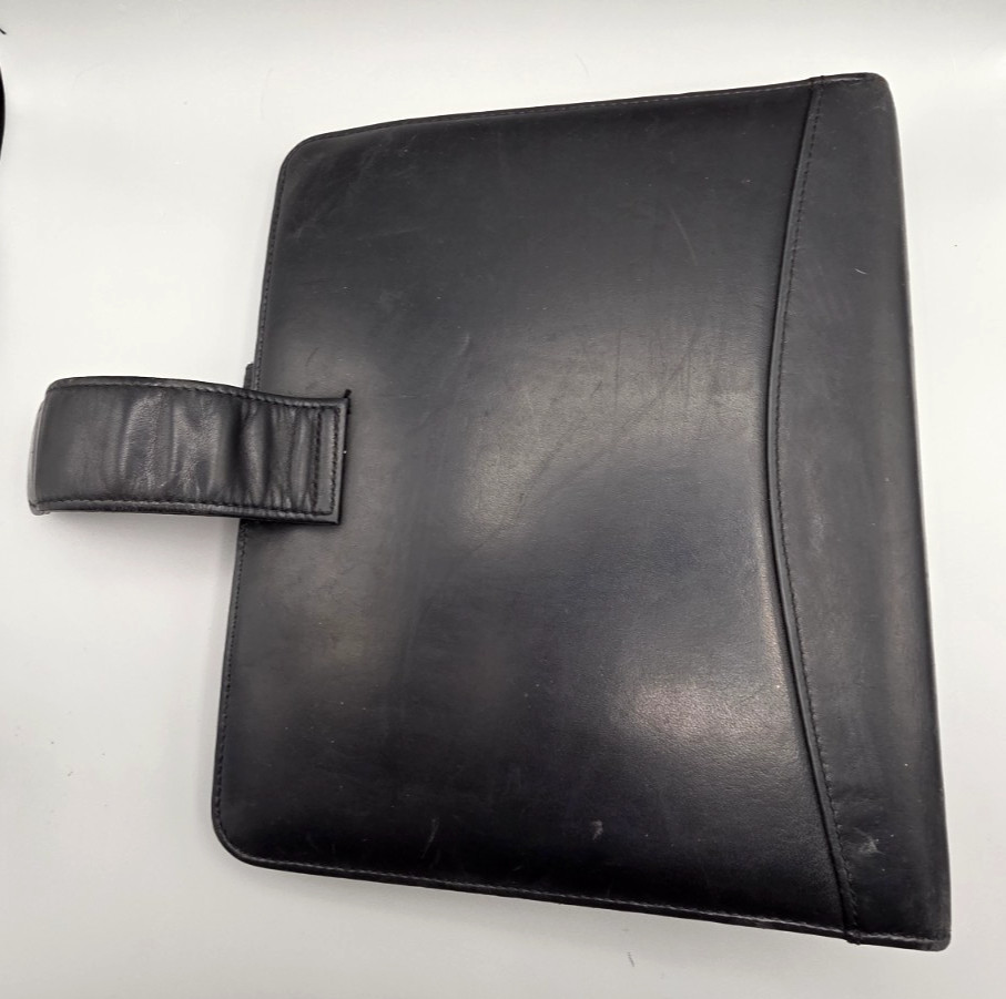 Franklin Quest Black Leather Planner 7 Ring Binder Made in USA