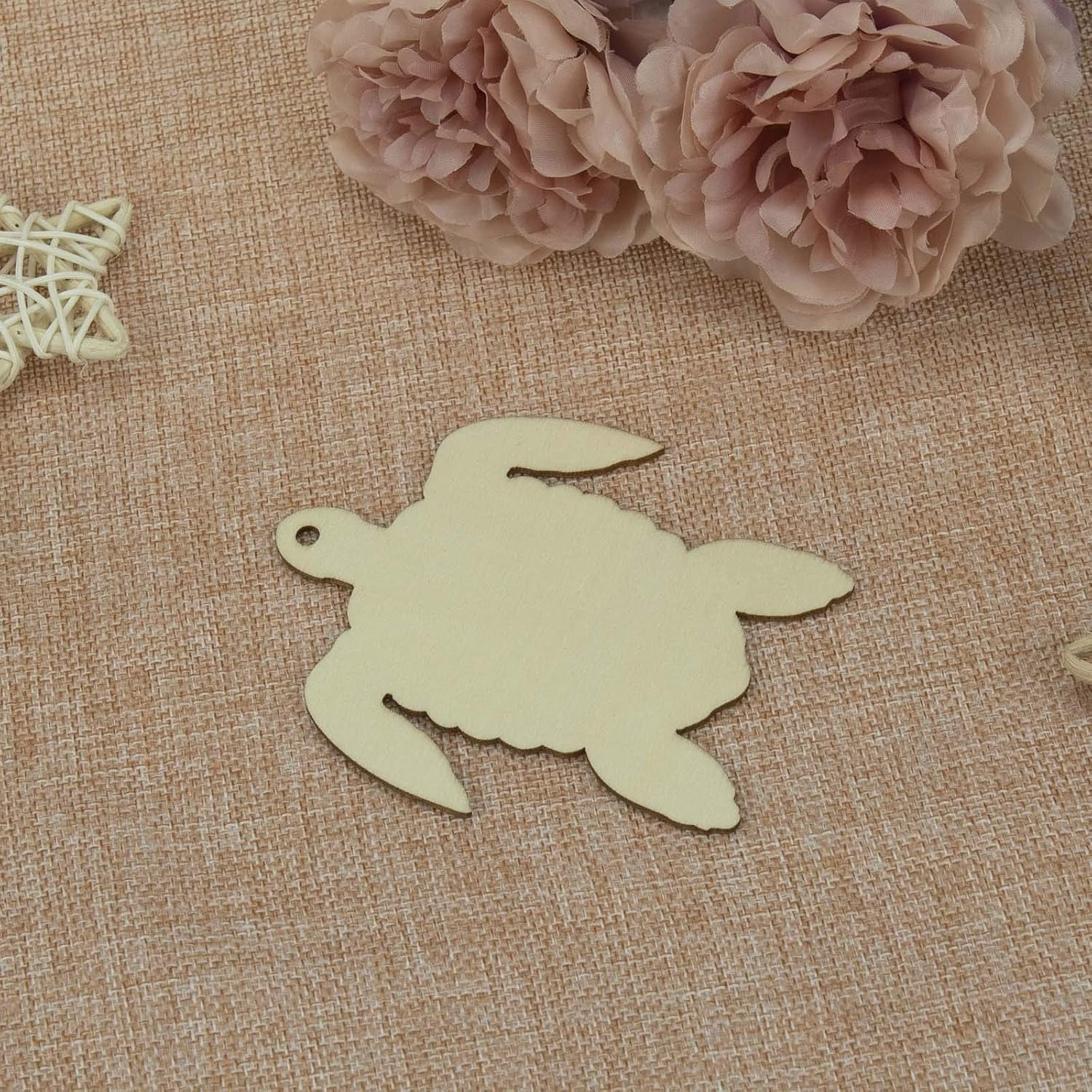 20Pcs Sea Turtle Shape Unfinished Wood Cutouts DIY Crafts Blank Hanging Wooden T