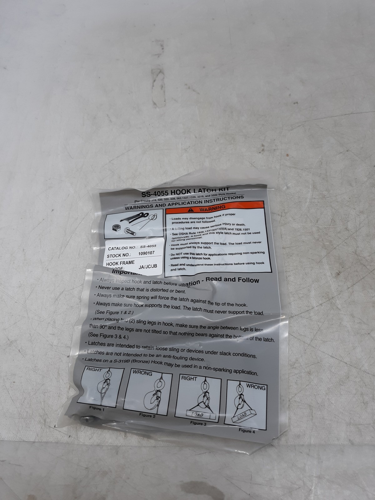 Crosby SS-4055 Stainless Steel Hook Latch Kit – Fits Older Style Hooks