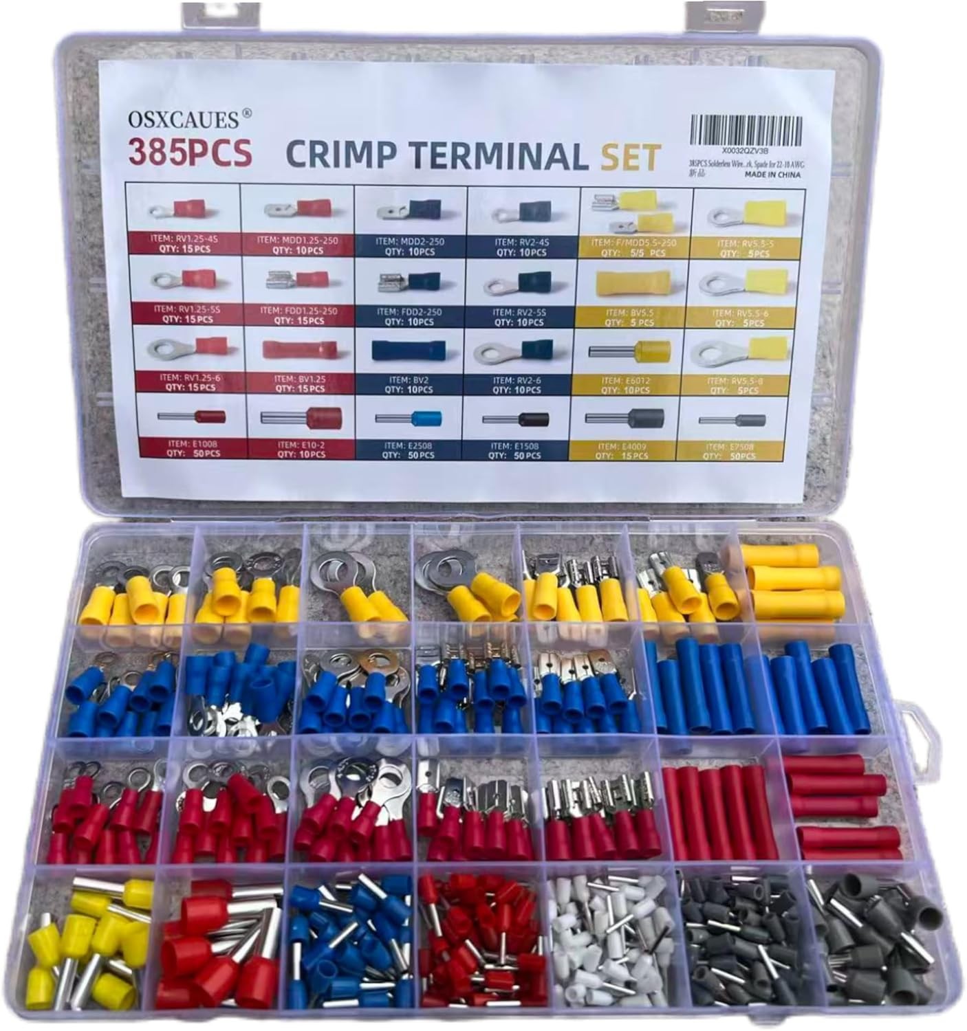 385PCS Solderless Wire Connectors Kit Electrical Terminal Kit B Style: 385 PCS