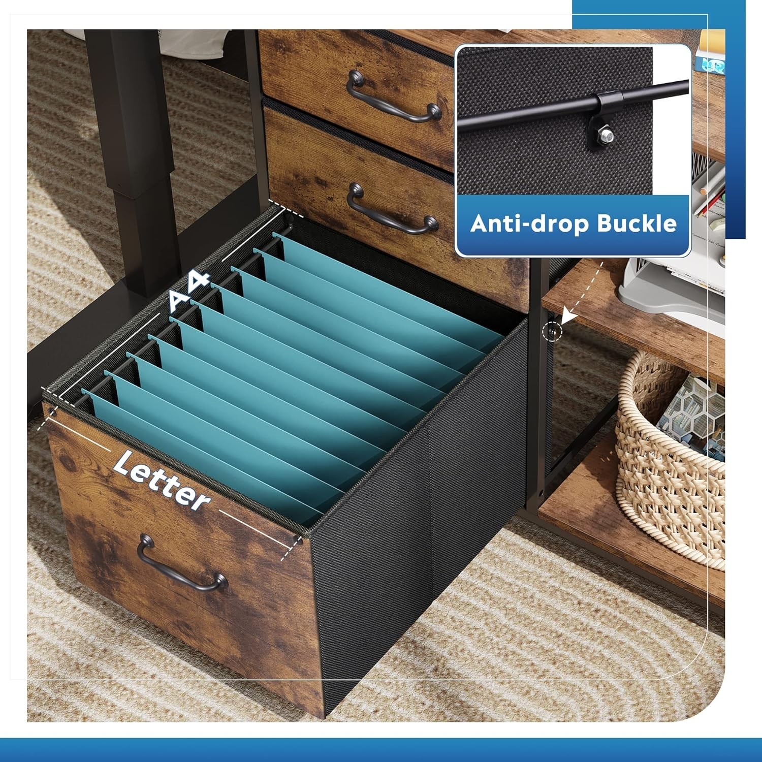 3 Drawer Mobile File Cabinet, Rolling Printer Stand with Open Storage Shelf, …