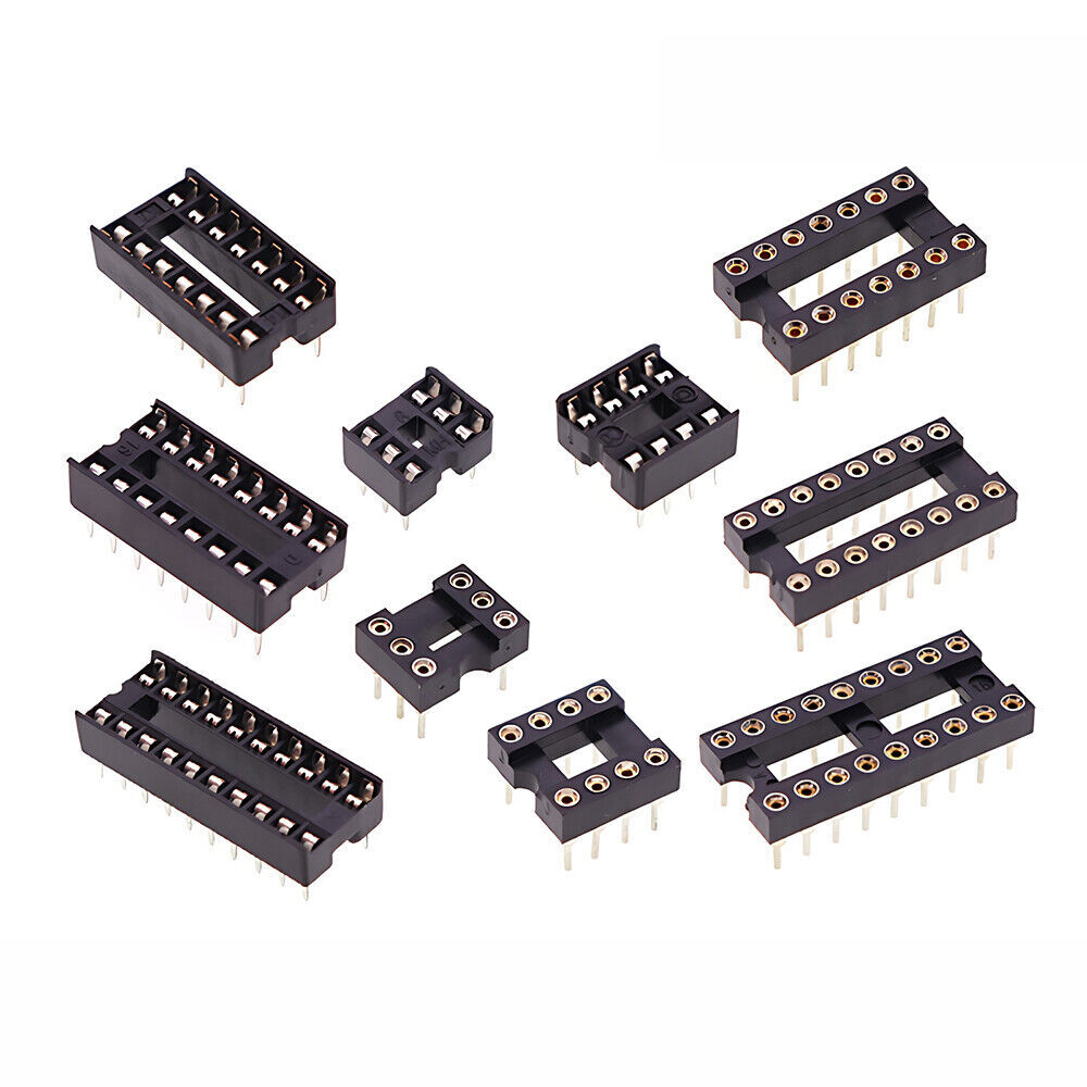 DIP/DIL IC Sockets Chip Socket Round/Flat Pin DIL 6-8-14-16-18-20-24-28-32-40Pin