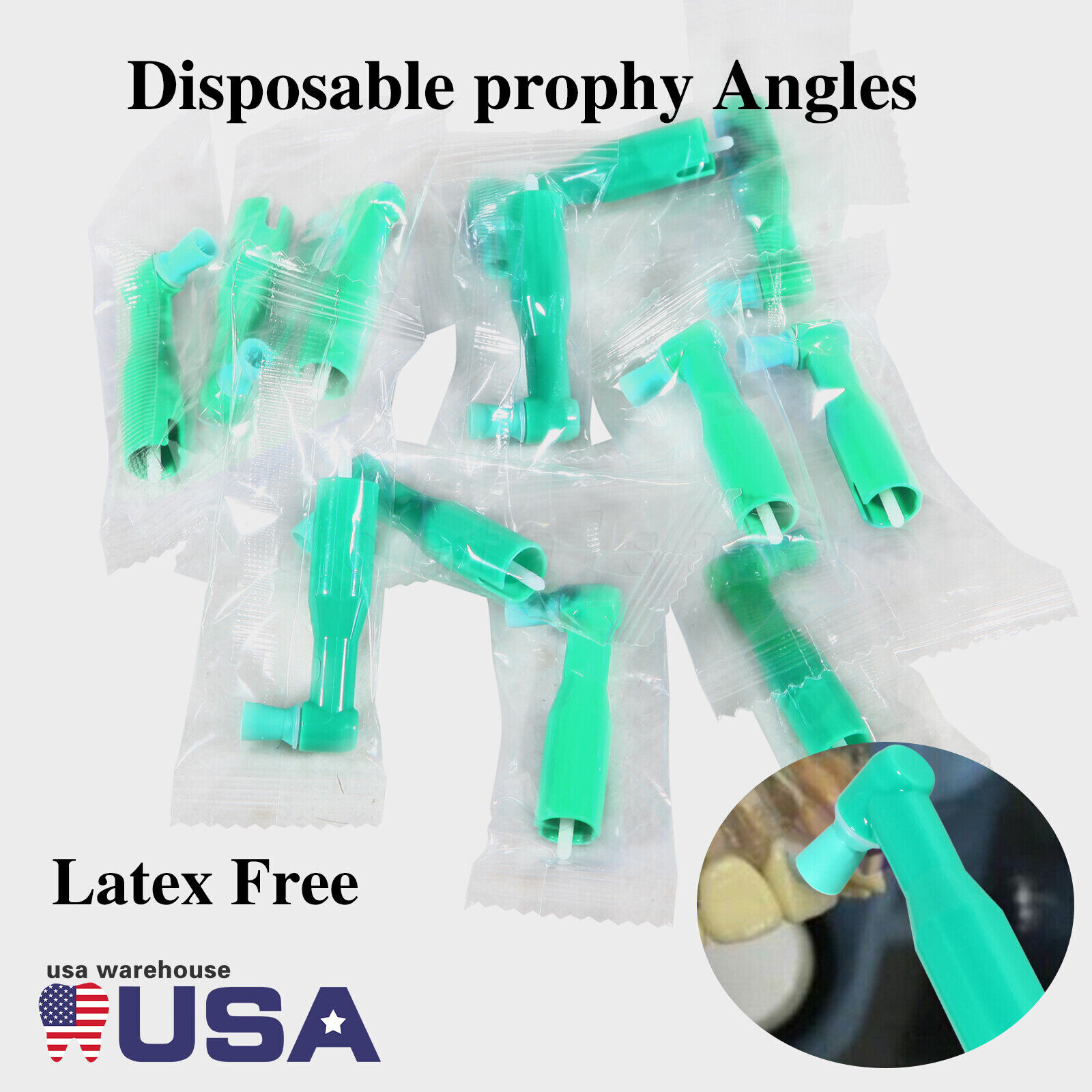 100pcs Dental Angel 90° Disposable Prophy Cup Angles Soft Latex Free Cups Green