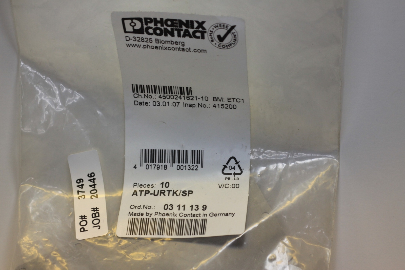 PHOENIX CONTACT APT-URTK/SP END BARRIER Bag of 10 pcs