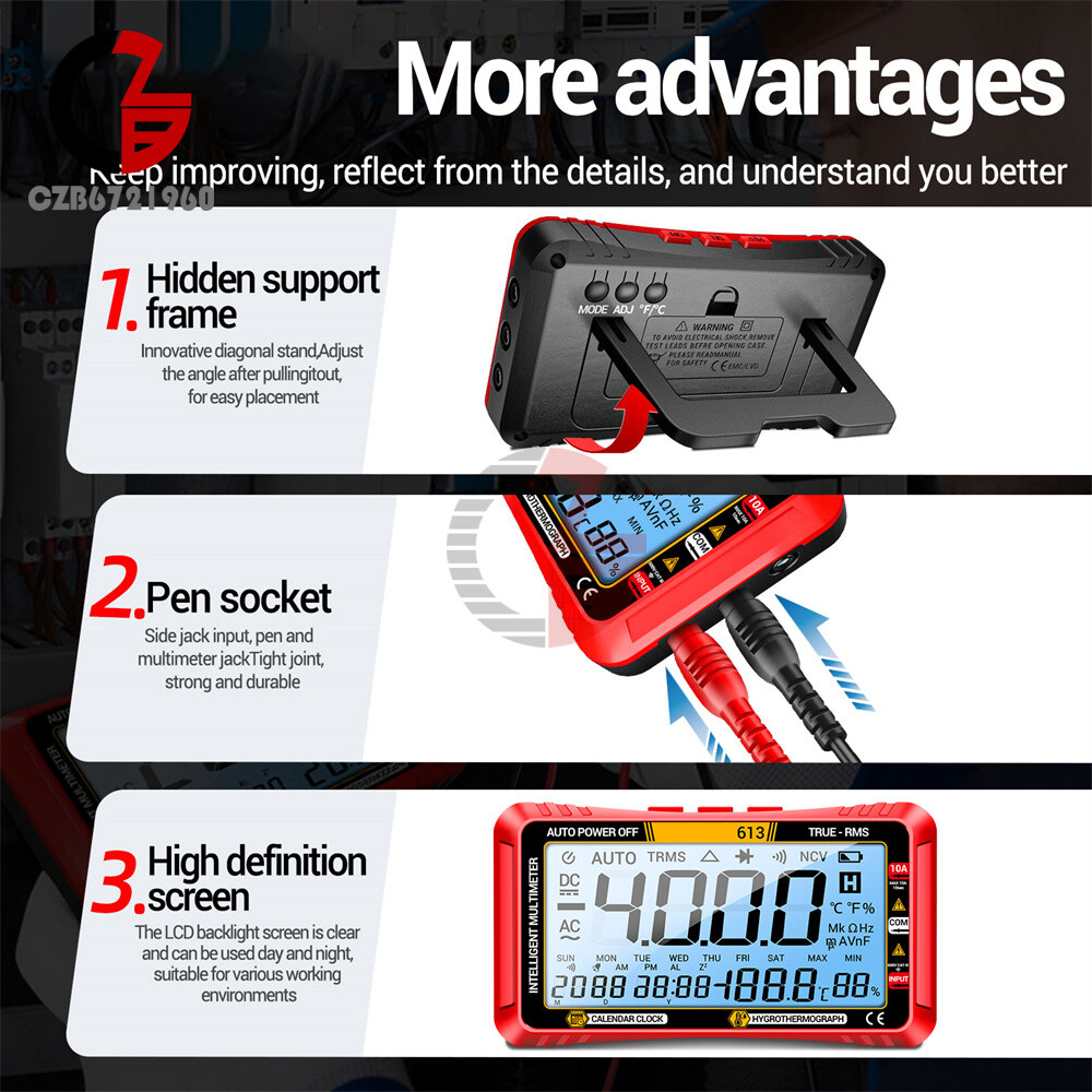 ANENG Digital Multimeter 3-in-1 Calendar/ Thermohygrometer /Multimeter AC/DC Hz