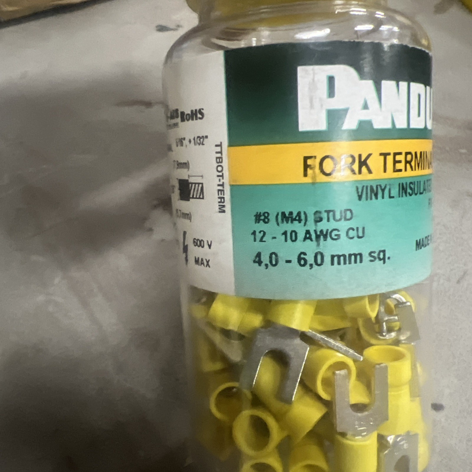 PANDUIT PV10-8F-L 14-10 AWG Vinyl Fork Terminal #8 Stud LOT OF 50  