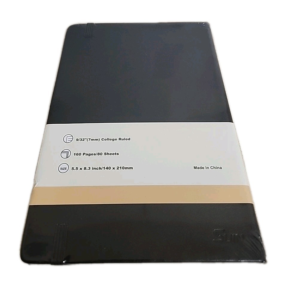 SUIN College Rules Notebook 160 Page Hardcover Elastic Closure Bookmark Pocket