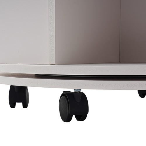 4 Tier White 360° Revolving Bookcase Round Display Book Shelf Rotating Bookshelf