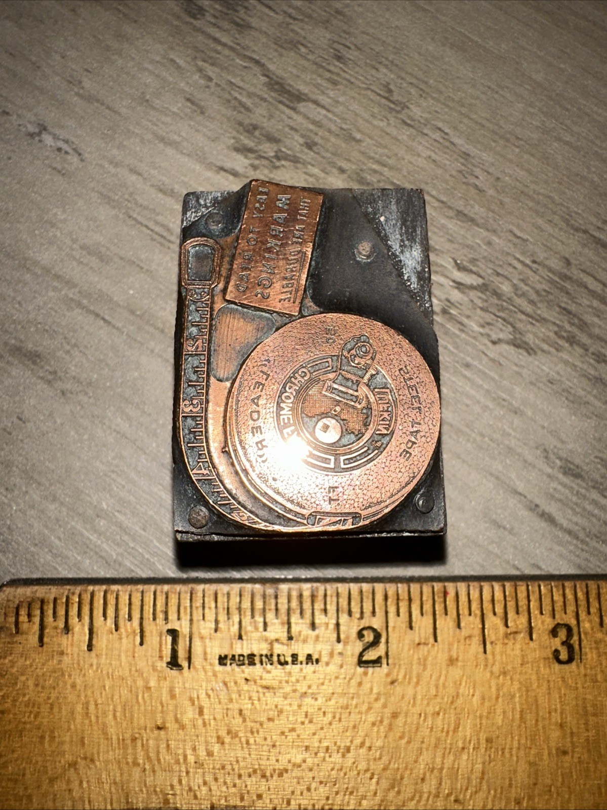 Printing Letterpress Print Block “ Lufkin Steel Tape Easy To Read Markings “
