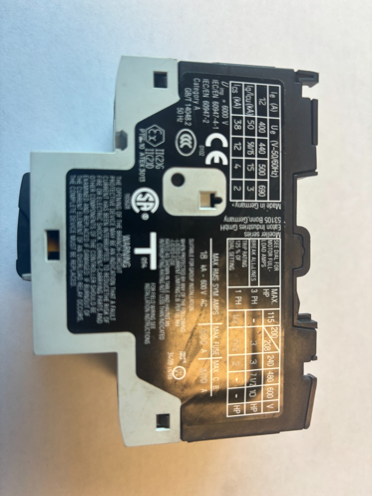 Eaton PKZM0-12 XTPR012BC1 Manual Motor Starter, Open Toggle, 12A IEC