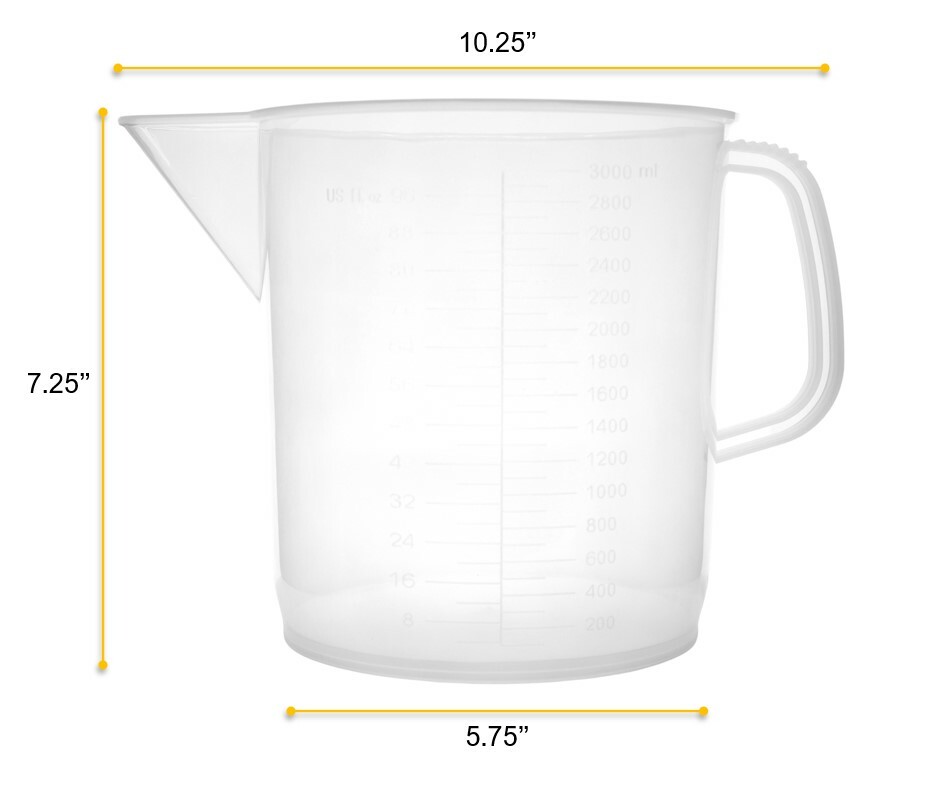 Measuring Jug, 3000ml – Polypropylene – Short Form – Eisco Labs