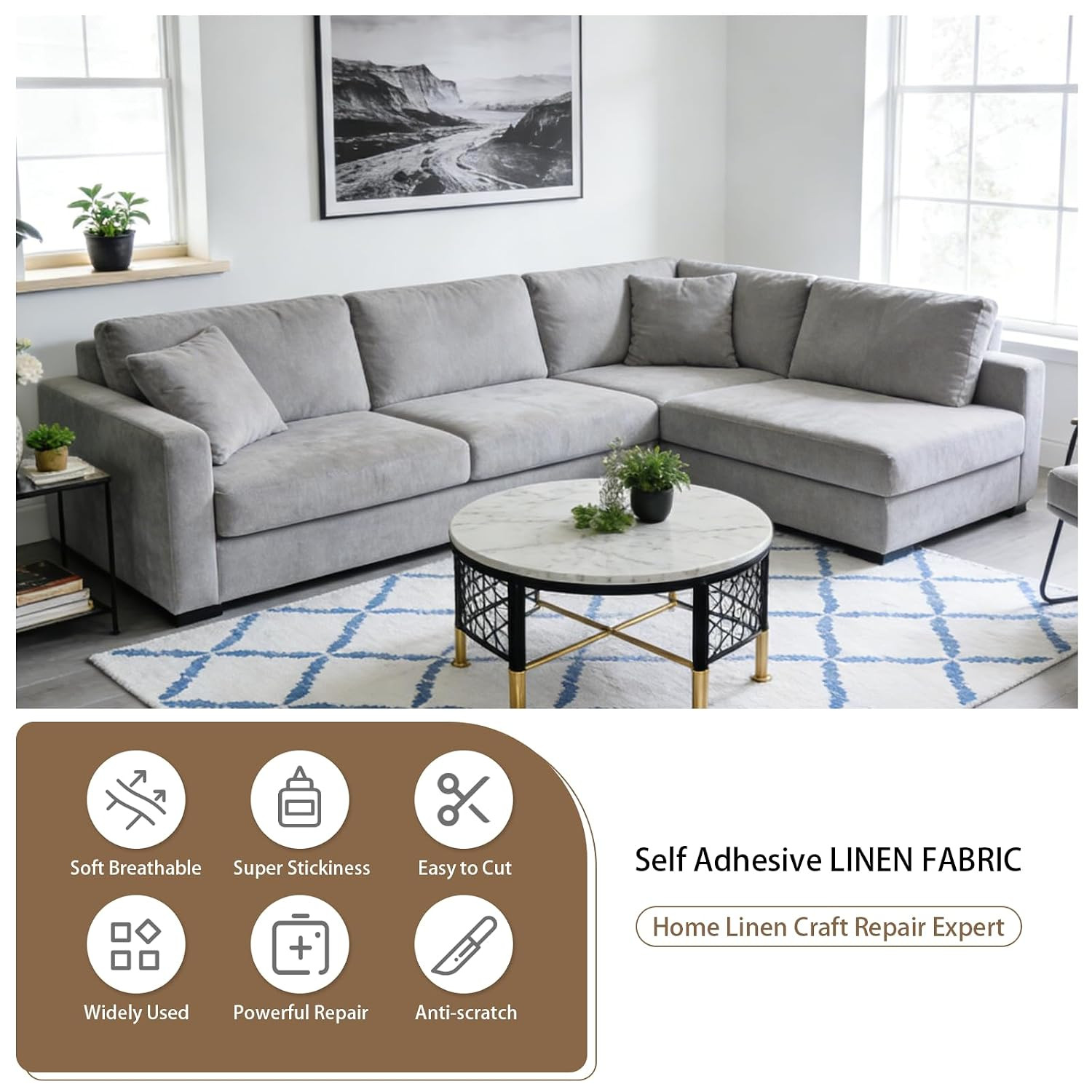 Linen Repair Tape Self-Adhesive Fabric Repair Patch for Repairing Couch Sofas He