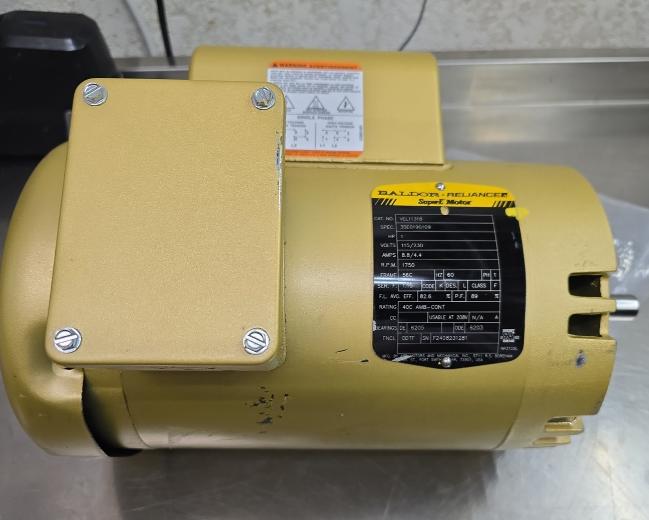 Baldor Reliance Super E. 1HP VEL11318