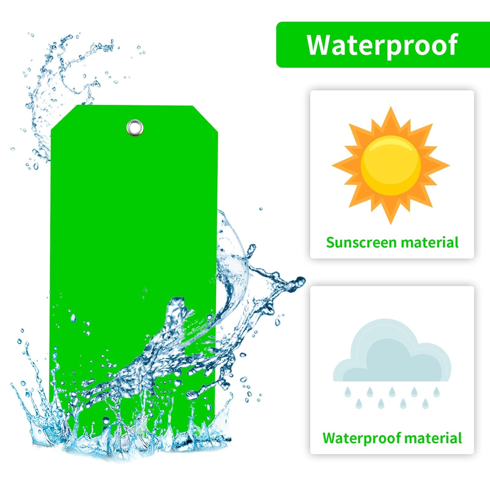 1000 Waterproof Green Plastic Shipping Tags 4.75″ x 2.375″, Writable, Reinforced