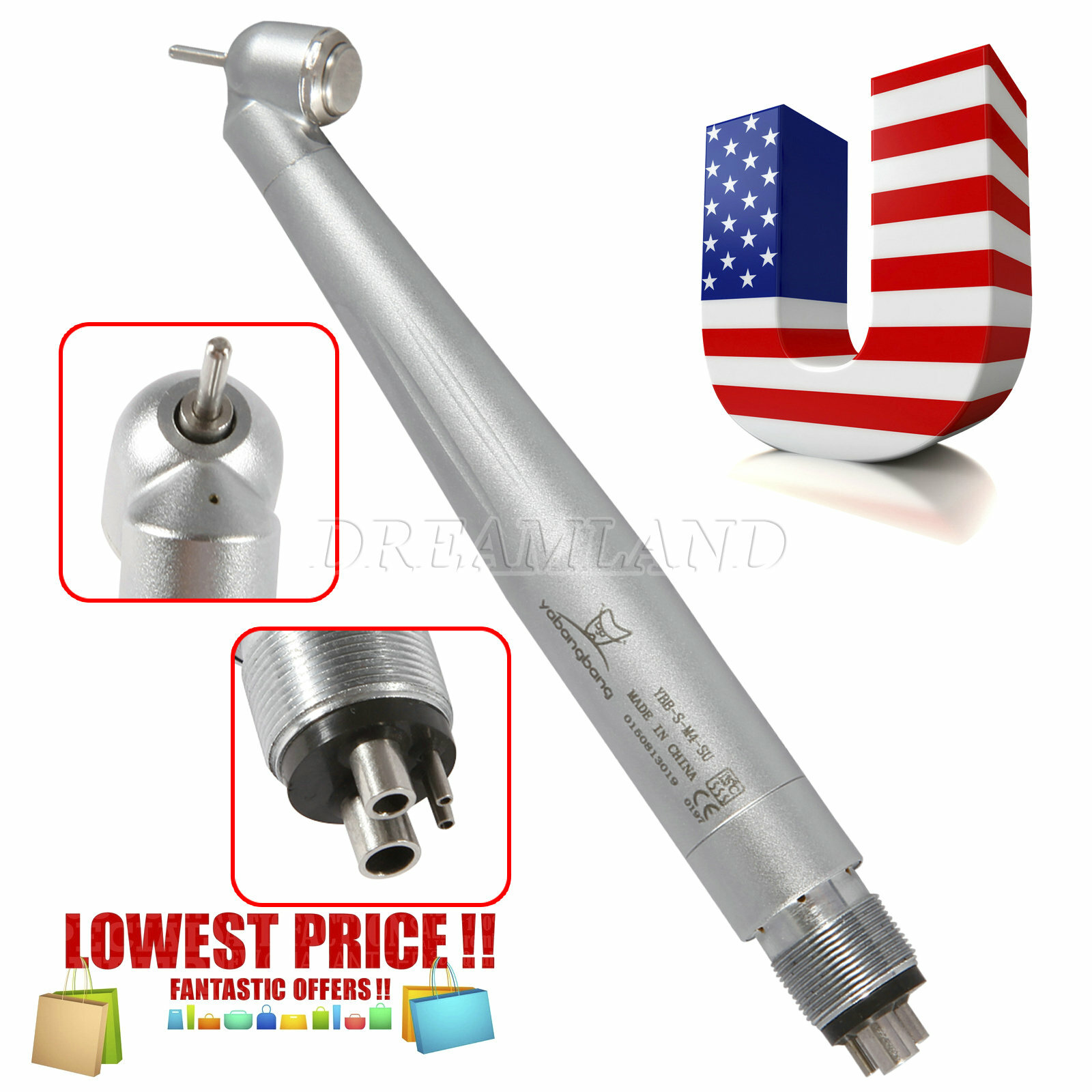 Yabang Dental 45 Degree High Speed Handpiece Push Button 4HOLES 1/5/10 WCA4