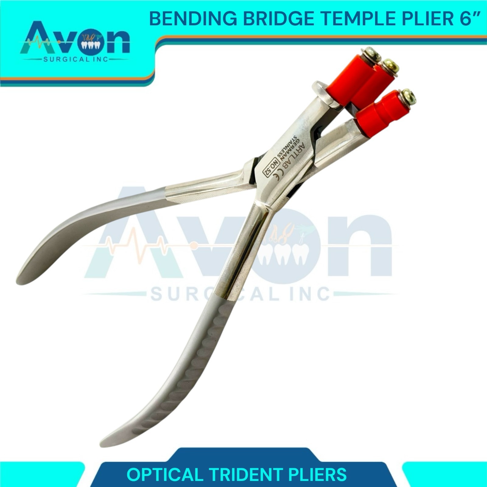 Non-Marring 3-Prong Optical Pliers 6″ – for Bending Frames, Temple, Bridge – 1pc