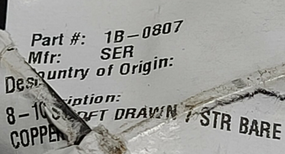 Service Wire #8awg 7-Strand Bare Copper Un-insulated Grounding/Bonding Wire/50ft