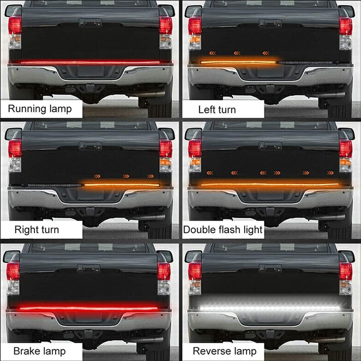 60 Inch Led Tailgate Light Bar Red White Yellow Truck Brake Turn Signal Strip