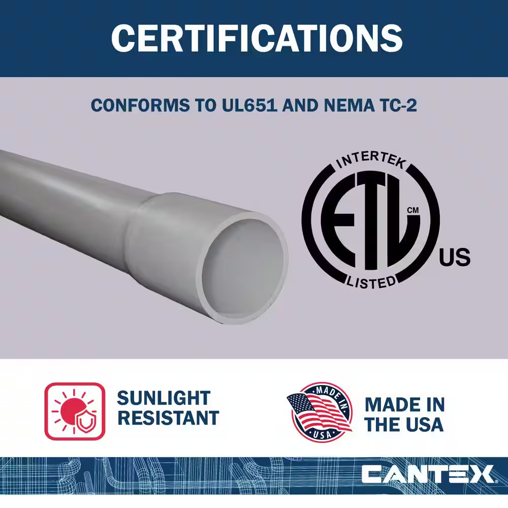 1-1/2 In. X 10 Ft. Gray Non-Metallic PVC Schedule 40-Conduit