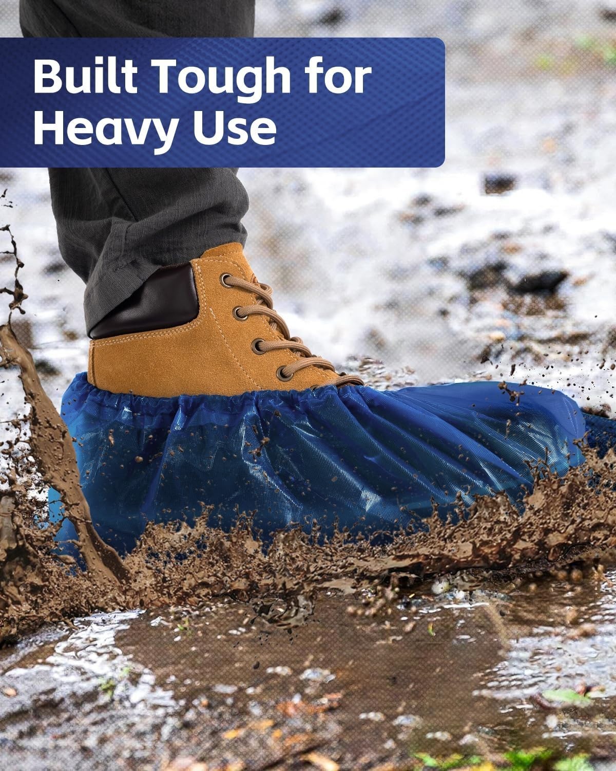 Disposable Boot Covers, XL 6.7″ x 17.7″, 100 Pack, Waterproof, Non-Slip