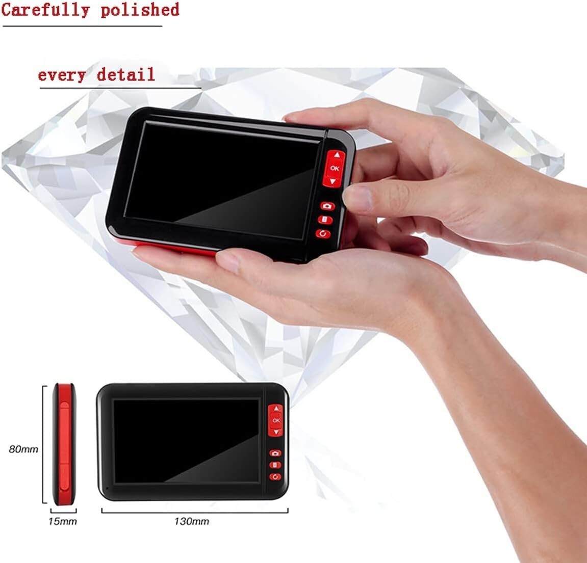 1080P HD Industrial Endoscope Borescope 4.3” Screen 8mm Inspection Snake Camera