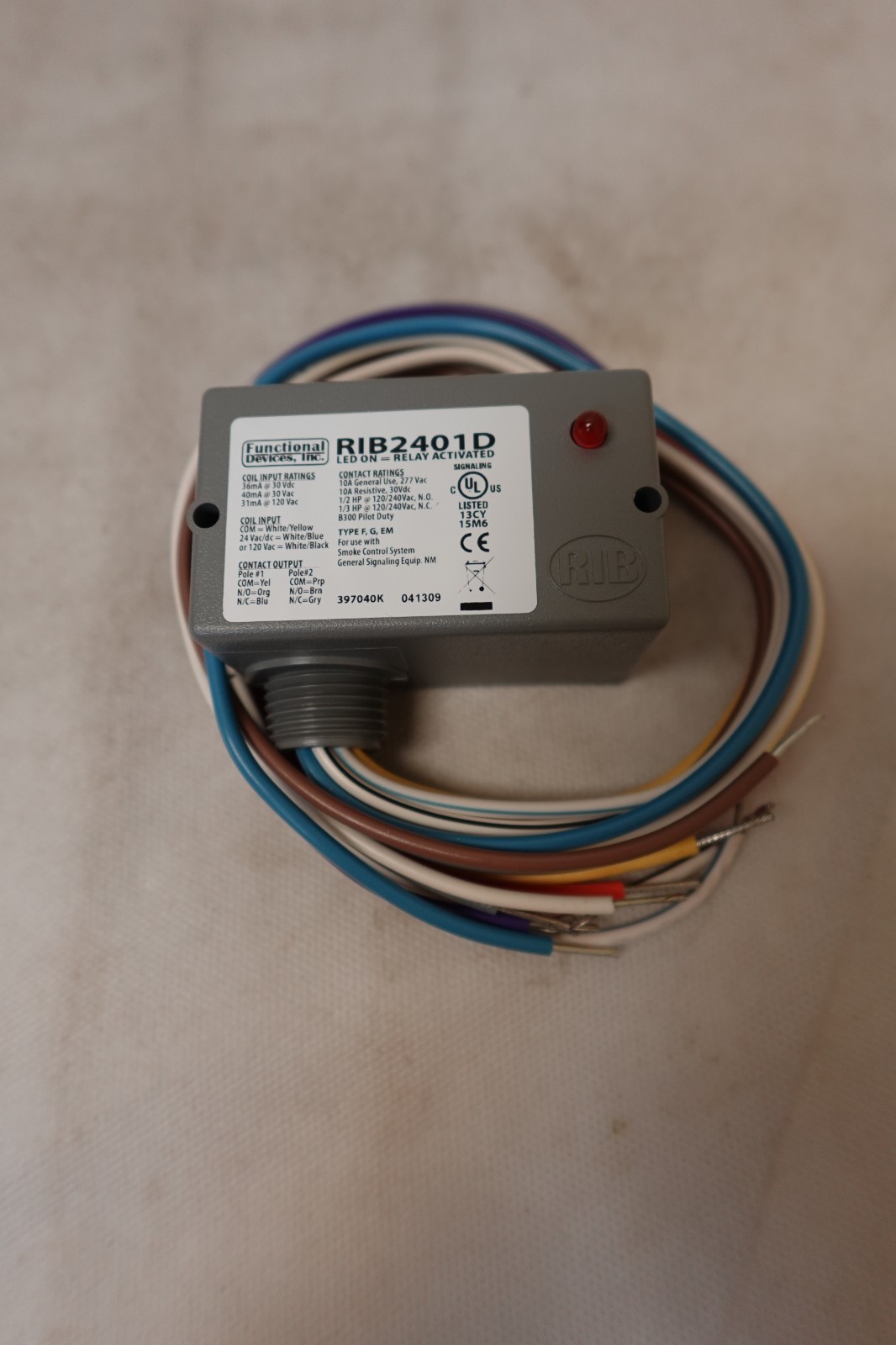 RIB Functional Devices RIB2401D Enclosed Pilot Relay 10A DPDT 24V 120V Coil