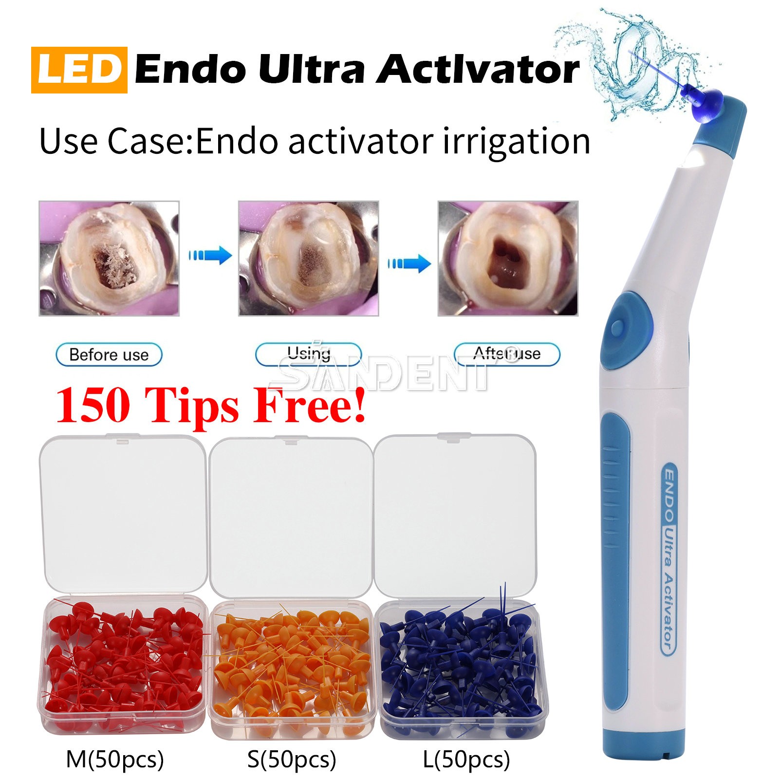 Dental Endodoncia Irrigator Endo Ultra Sonic Activator Root Canal 150 Tips Free