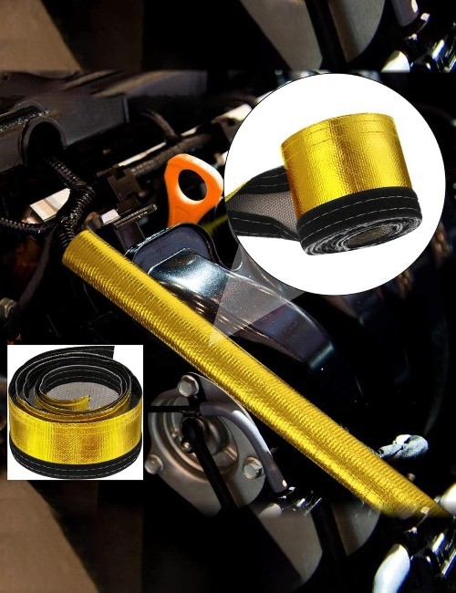Gold Foil Sleeving Heat Shield Fuel line Wire Heat Color: GoldSize: 3/4IDX10FT