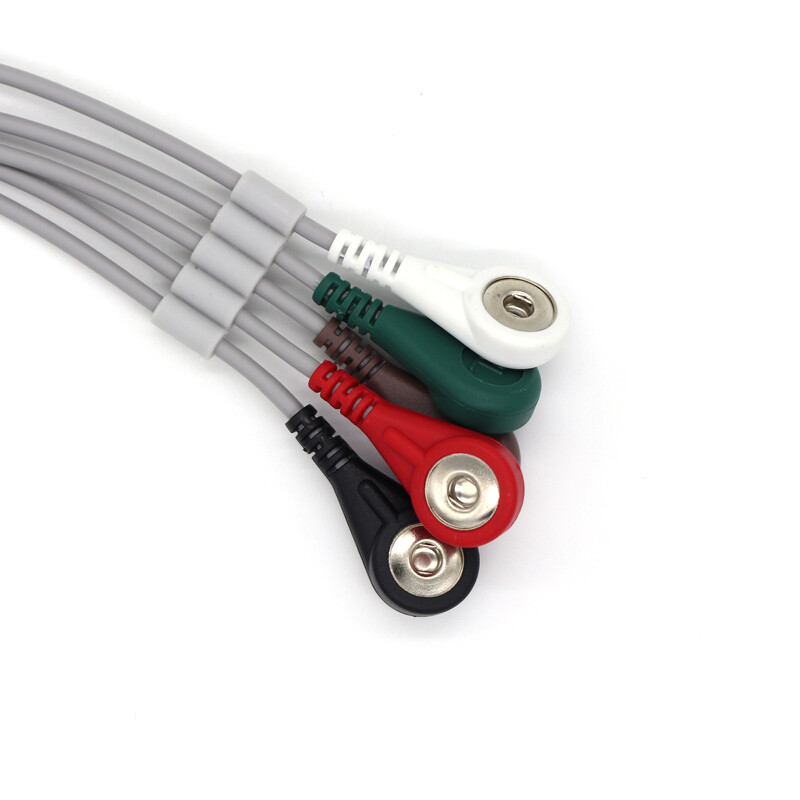 【Hot】5-Lead EKG/ECG Cable Snap WireTPU Welch Allyn fit propaq 100/200/CS 3M 6pin