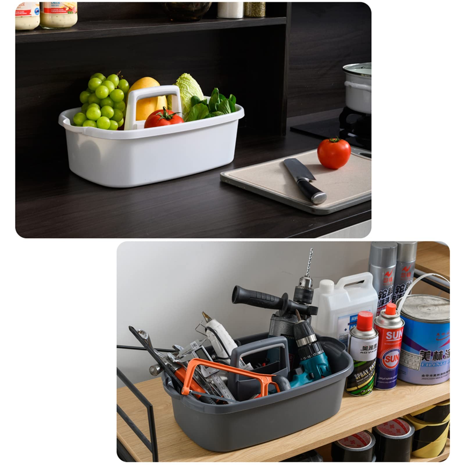 Large Cleaning Supplies Caddy Portable Shower Caddy Basket Dark Gray | Sturdy