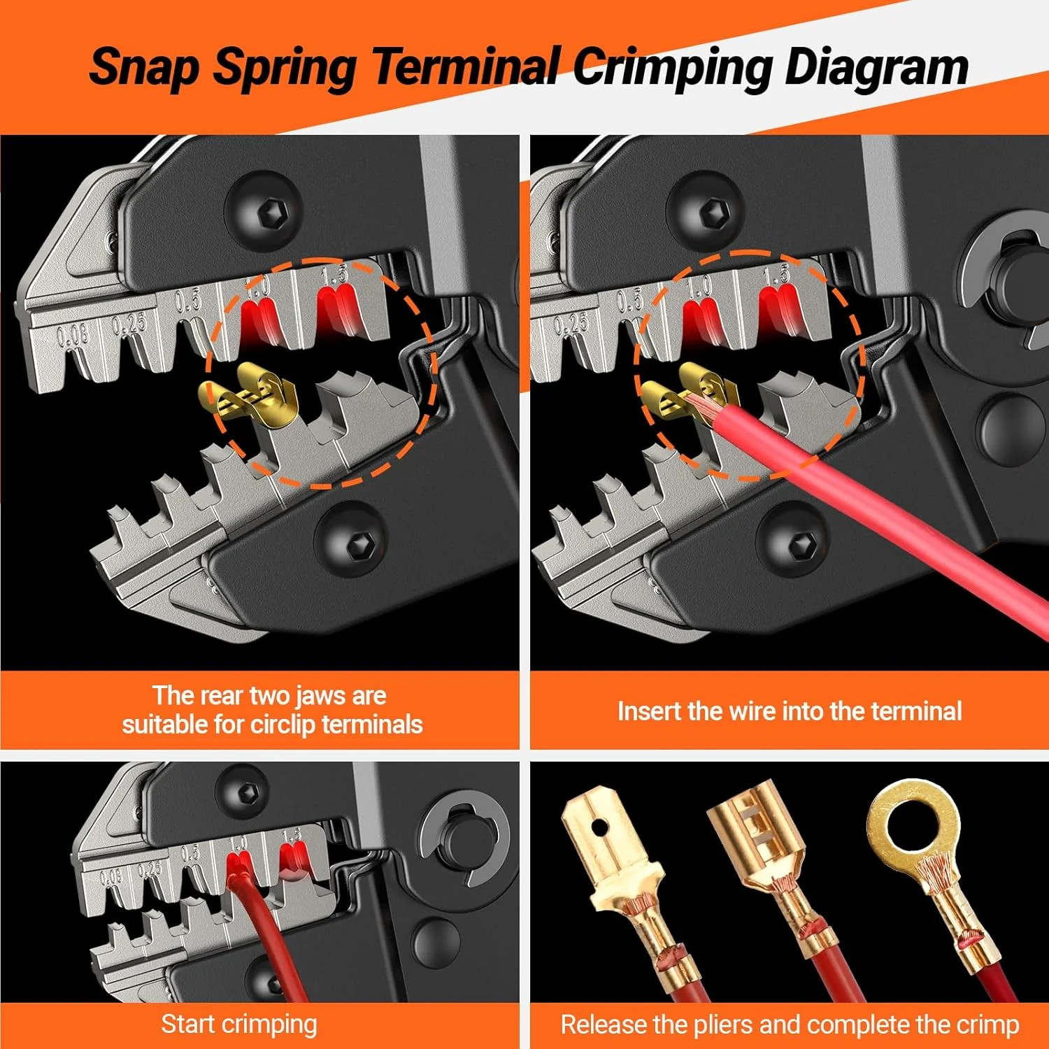 Preciva 5-in-1 Wire Crimper, Dupont Terminals & Open Barrel Terminals – AWG 28-1