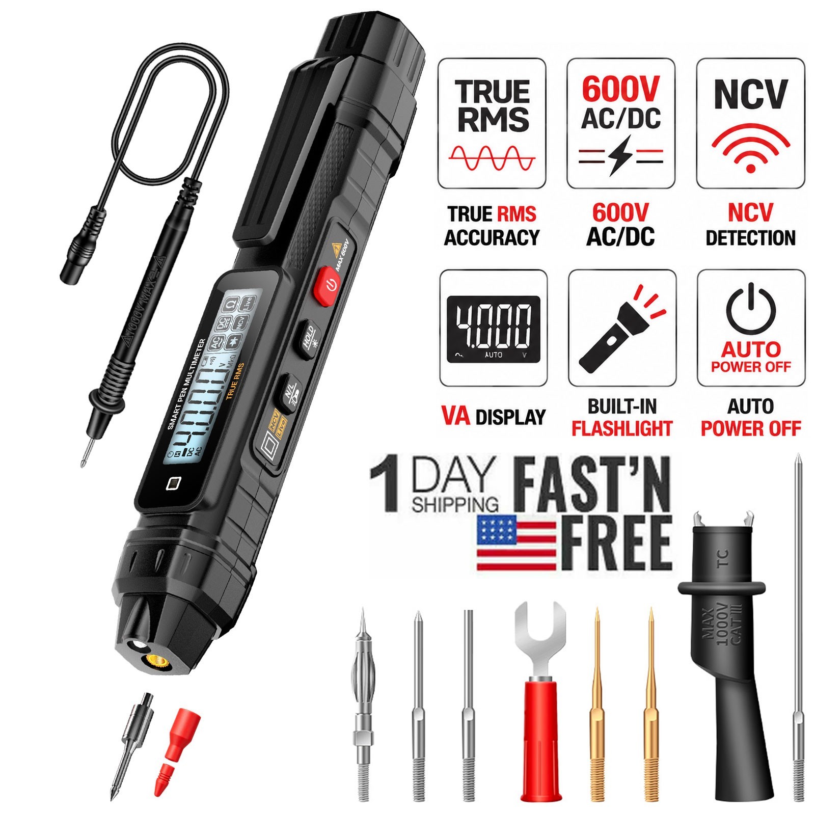ANENG True RMS Digital Multimeter Auto Range 4000 Counts AC DC Voltage Tester
