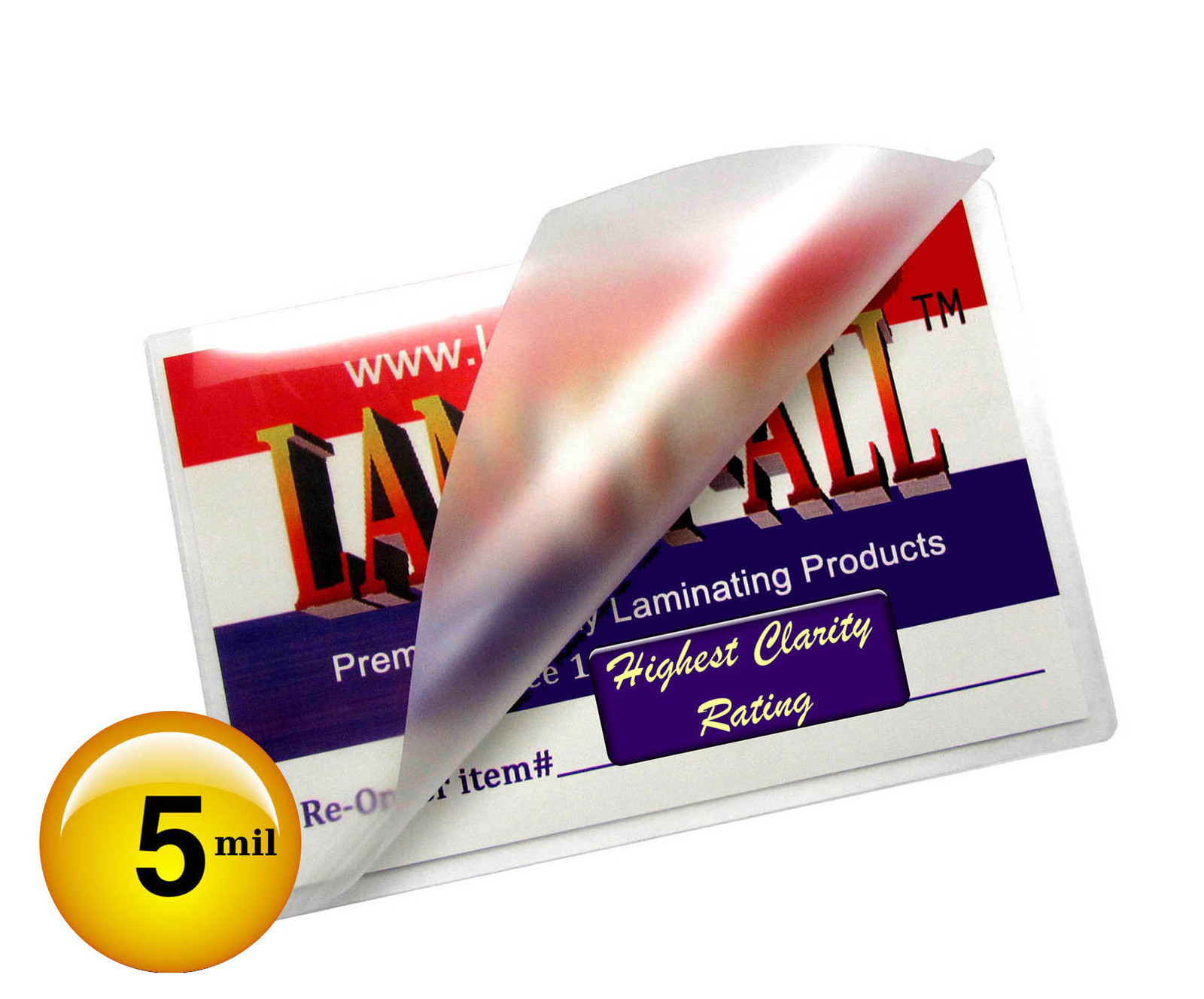 LAM-IT-ALL Hot 5 Mil Business Card Laminating Pouches 2.25 x 3.75 [100/pk] Clear