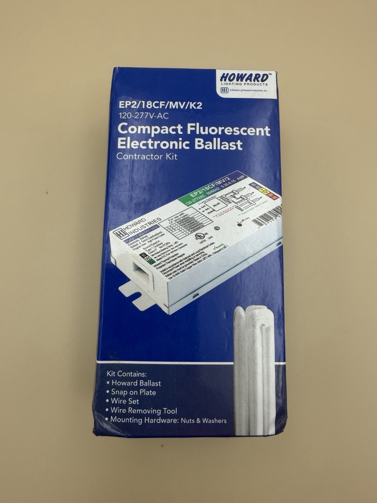 Howard EP2/18CF/MV/K2 120-277V-AC Compact Fluorescent Electronic Ballast Kit