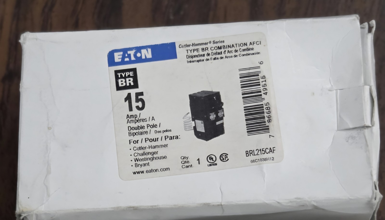 NIB – Eaton – BRL215CAF – Eaton Br Afci Circuit Breaker, 15A, 120/240V, Two-Pole
