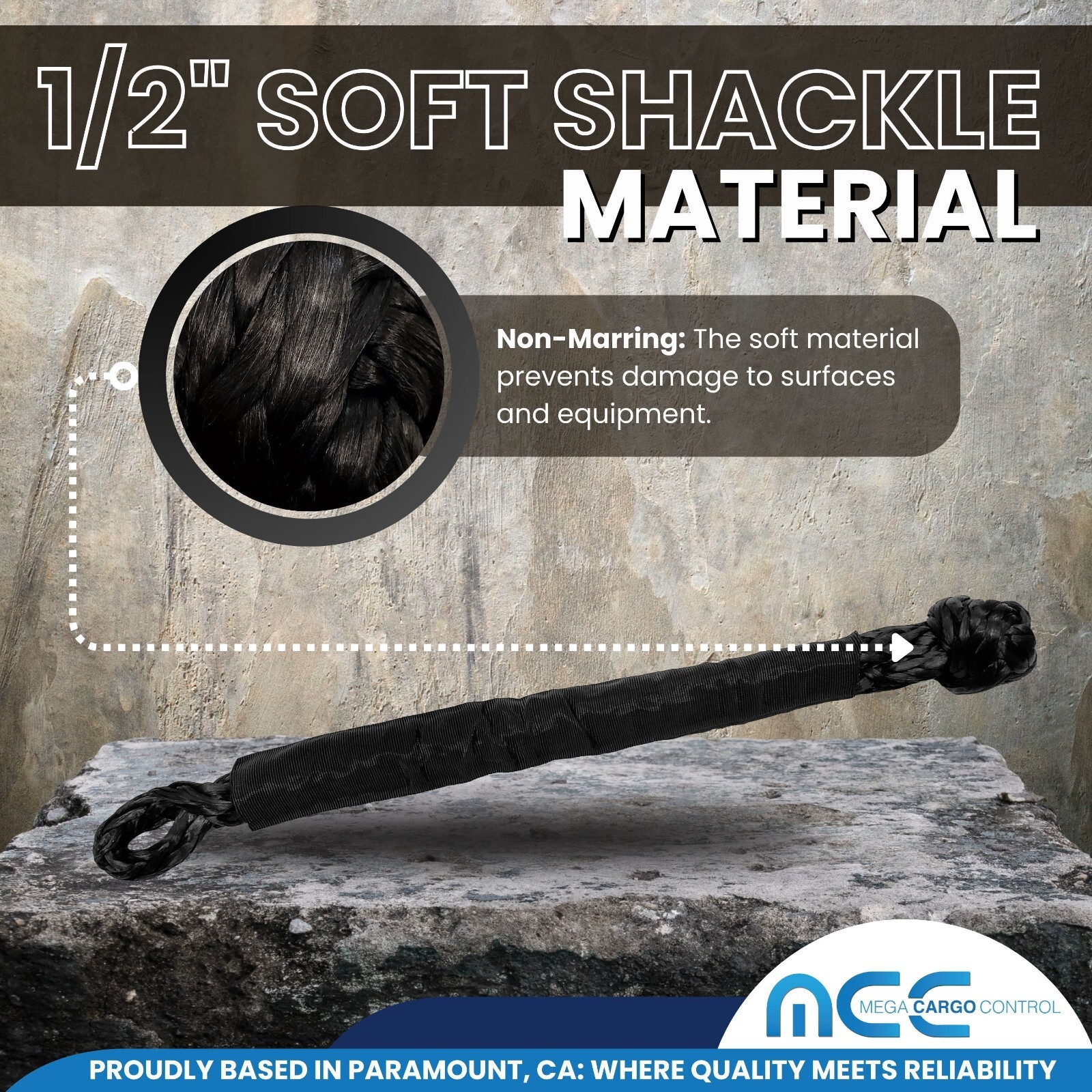 2 PC 1/2» x 22» Synthetic Soft Shackle Tow Rope Recovery Strap 37,400LBS