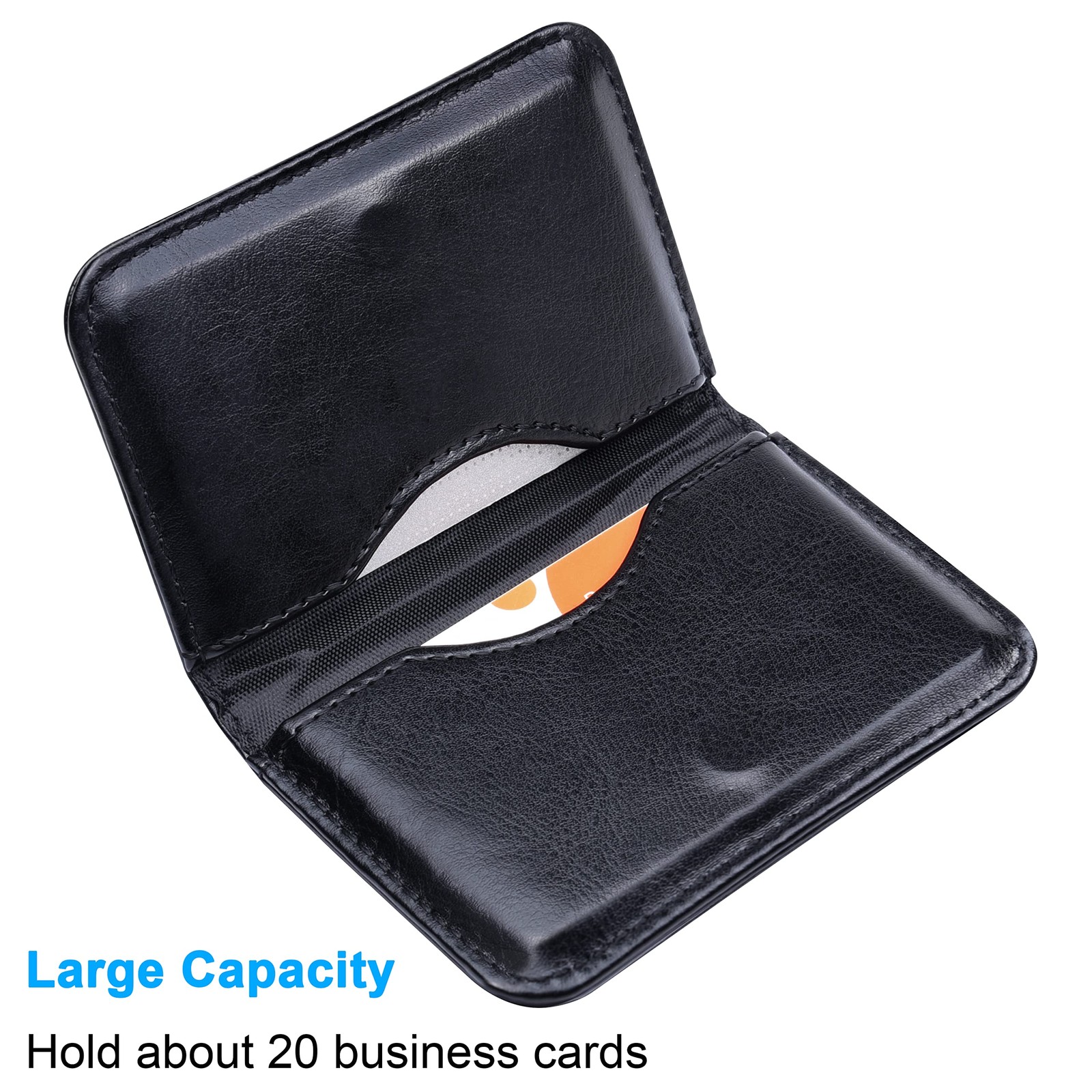 Wisdompro Business Card Holder, 2-Sided PU Leather Folio Name Card Holder