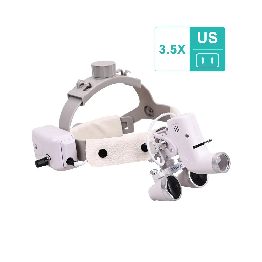 Dental Binocular Magnifier Loupes 2.5x/3.5x w/Headlight Spot Ajustable w/5W LED
