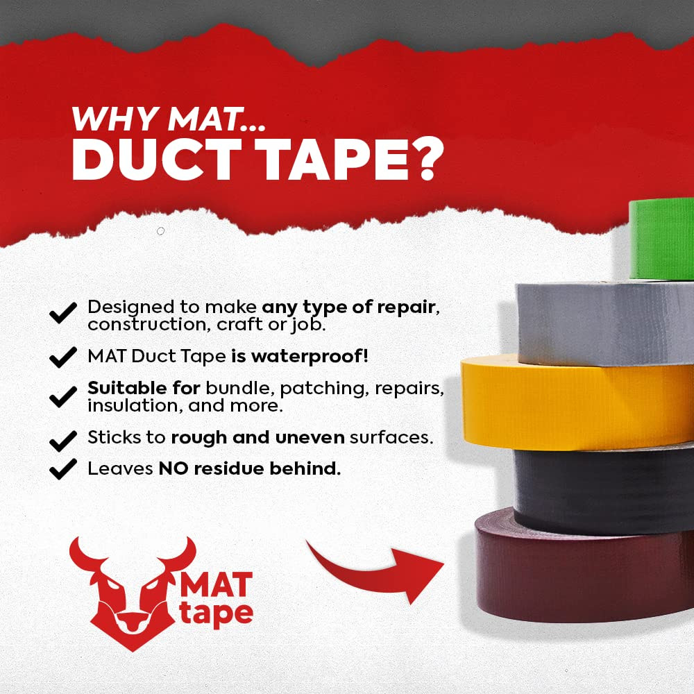 MAT Industrial Grade Dark Blue Duct Tape, 2″ x 60′, Waterproof & UV Resistant