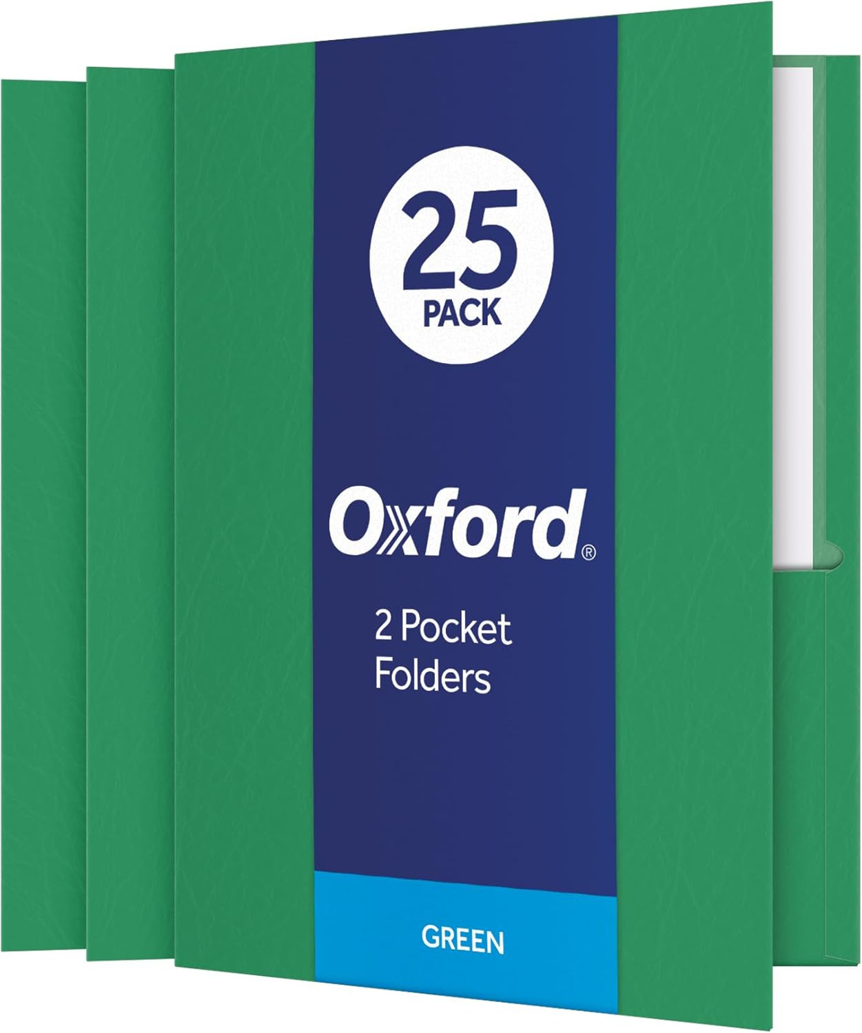 Two Pocket Folders, Textured Paper, Green, for School, Home, and Office, Letter