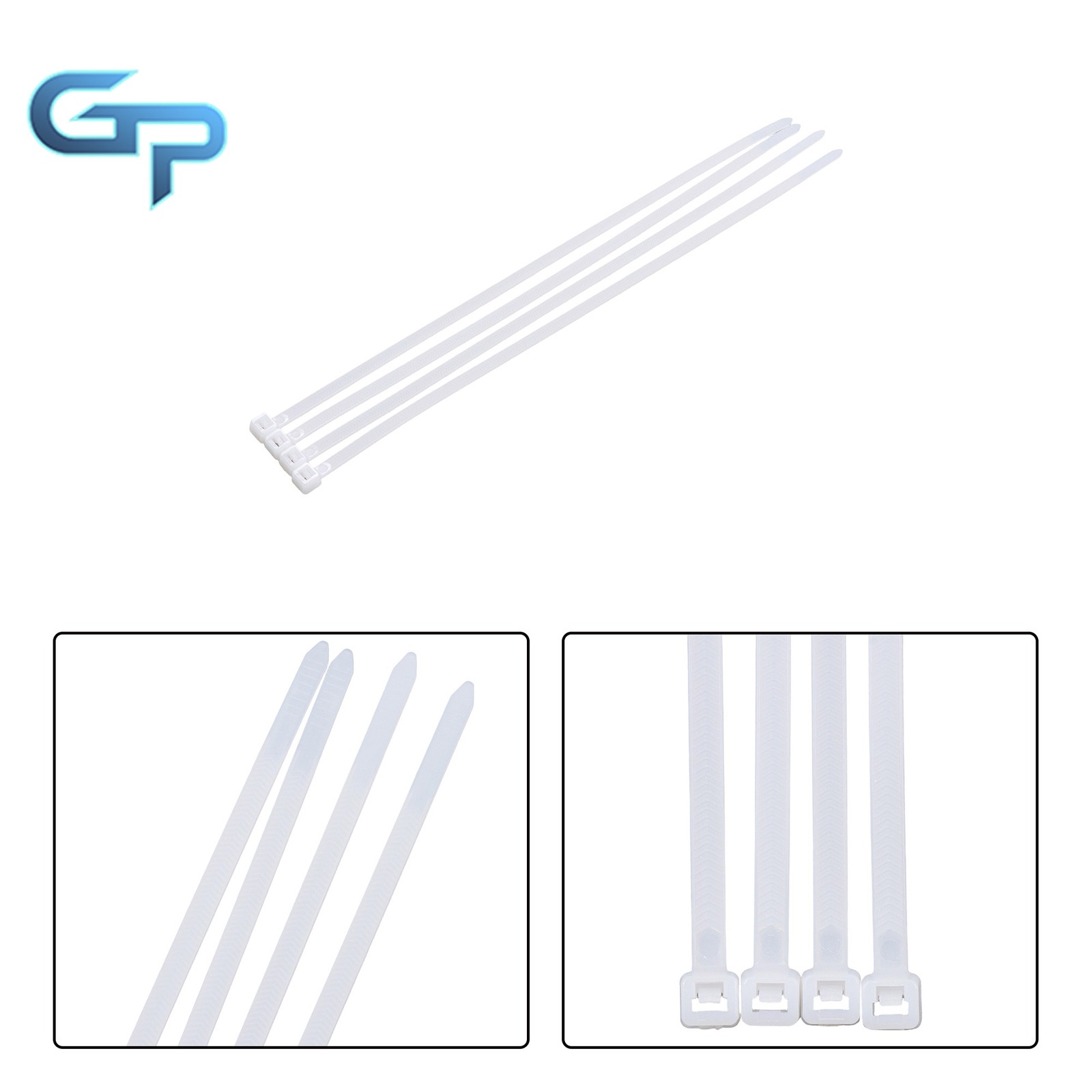 Heavy Duty Zip Ties 12″12″ V-Shaped Toothed 200lb Black White 100pcs Wide 0.13″