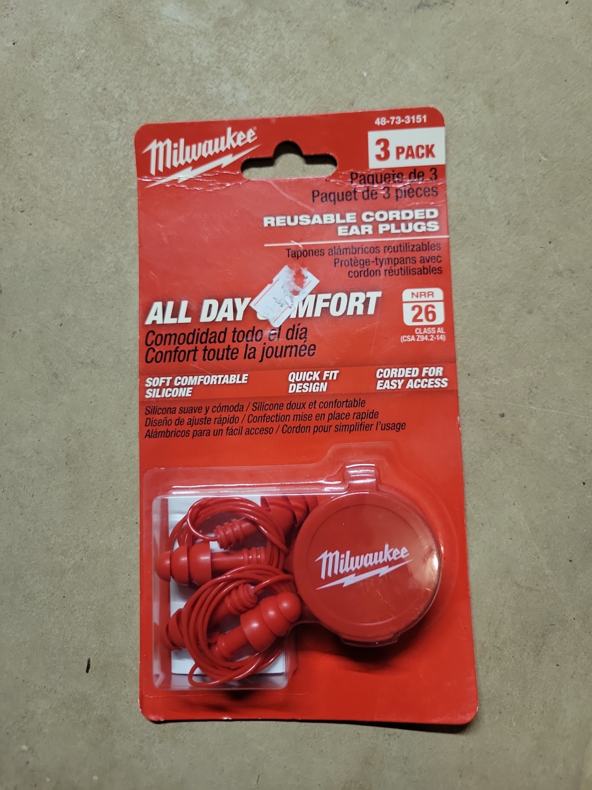 Milwaukee 48-73-3151 3 Pack Reusable Corded Ear Plugs