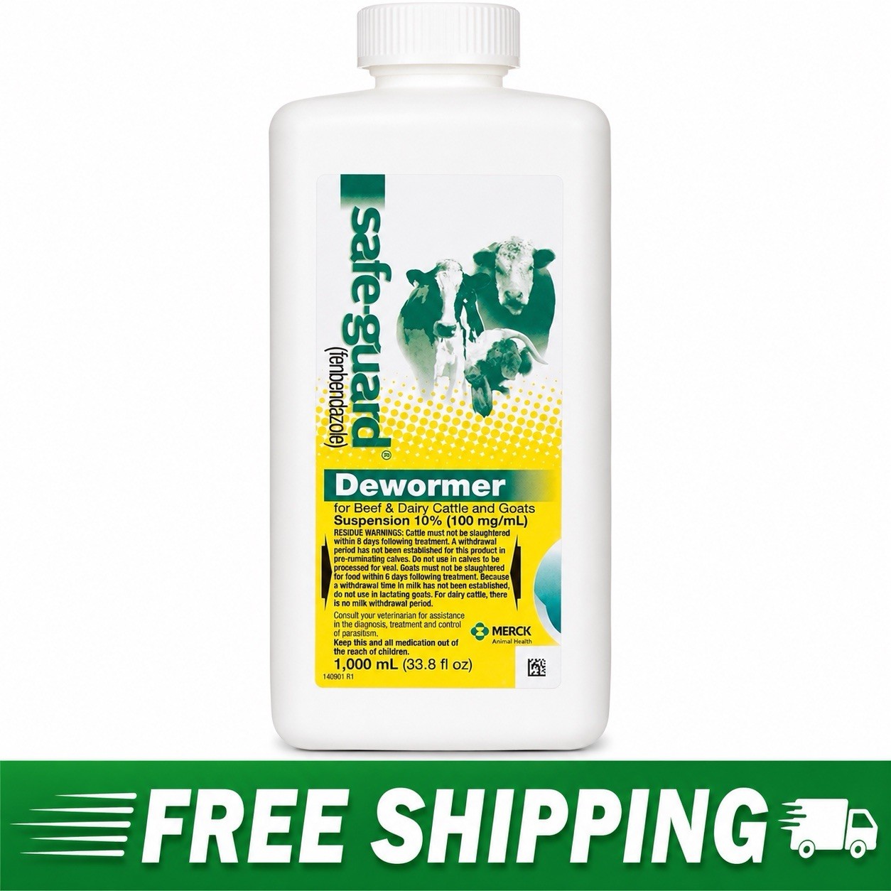 Safe-Guard Fenbendazole 10% Dewormer Cattle Sheep Goat 1L Merck EXP 01/27 New