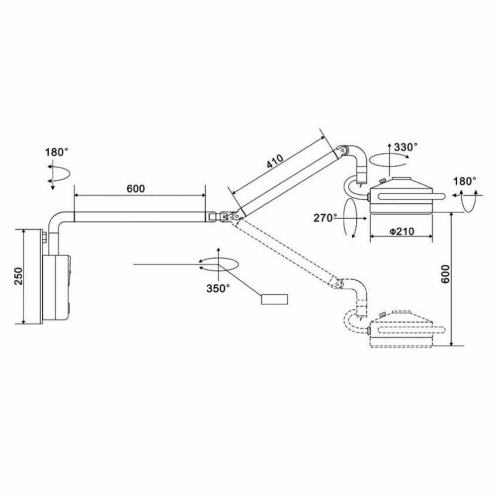 180 Rotation 36W LED Wall Hanging Surgical Examination Light Shadowless Lamp Vet
