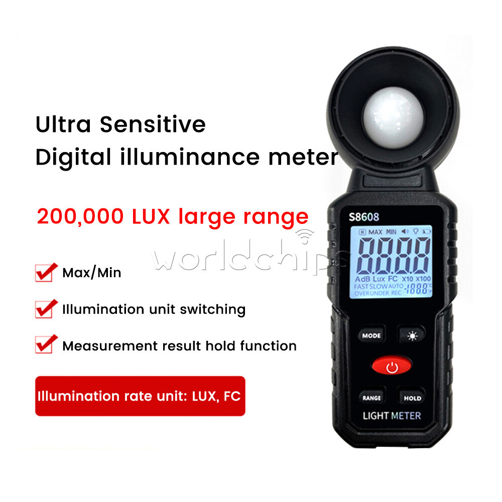 S8608 LCD Light Meter Digital Illuminance Meter Luxmeter Photometer 200000Lux