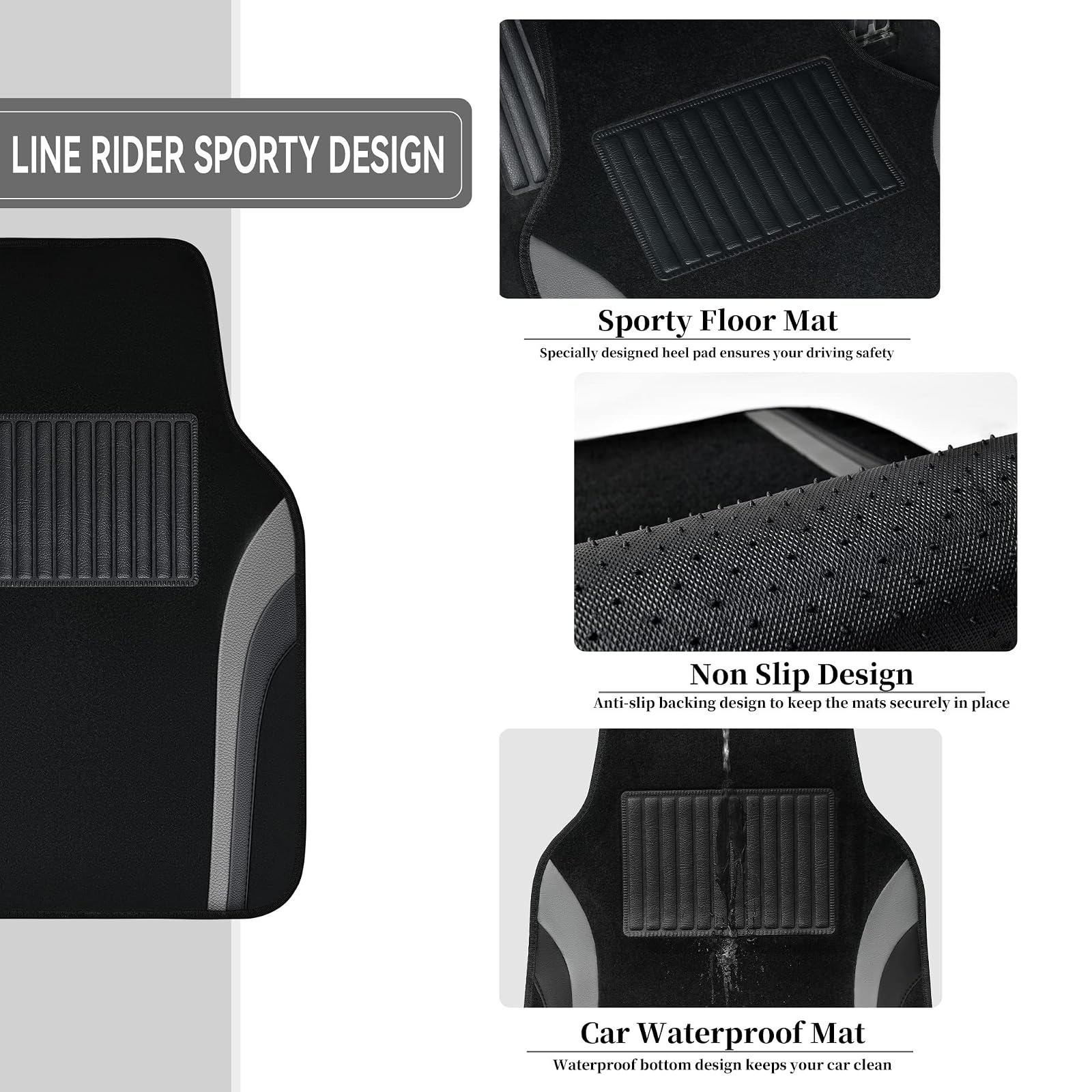 CAR PASS Leather Waterproof Car Floor Mats Set of 4 – Universal Fit