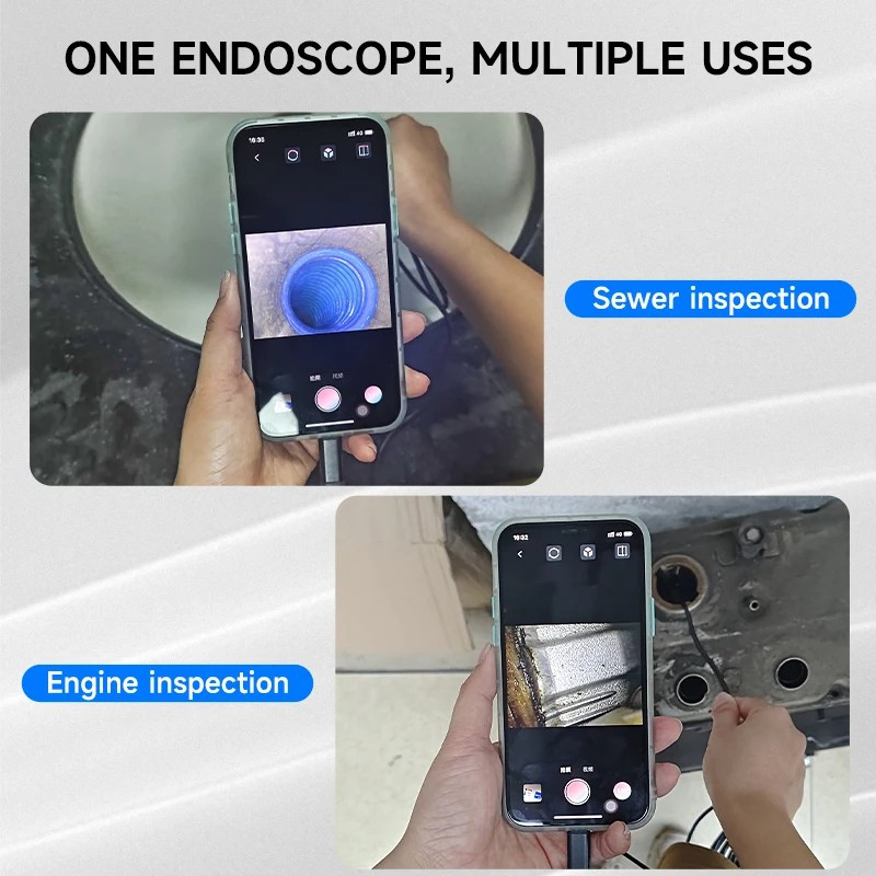 Dual Lens Camera Endoscope Inspection Cam Waterproof 8LED iPhone iPad Android US