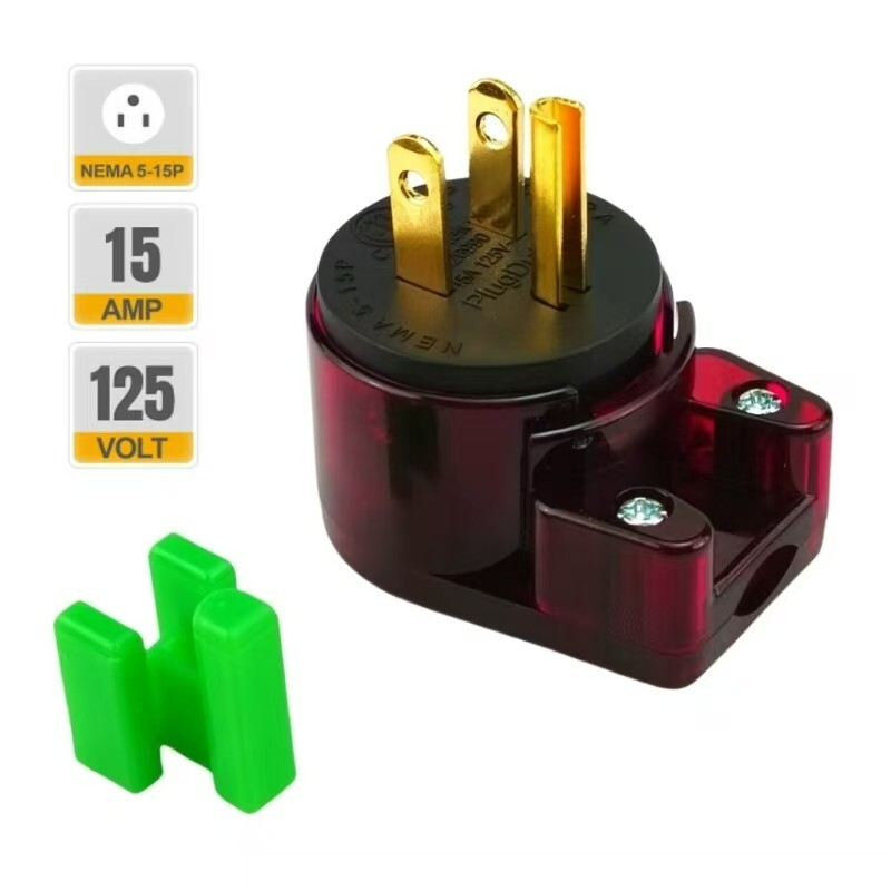 USA Canada 90 Degree Male Plug Nema 5-15P 3 Pole Angle DIY, 15A 125V ETL Listed