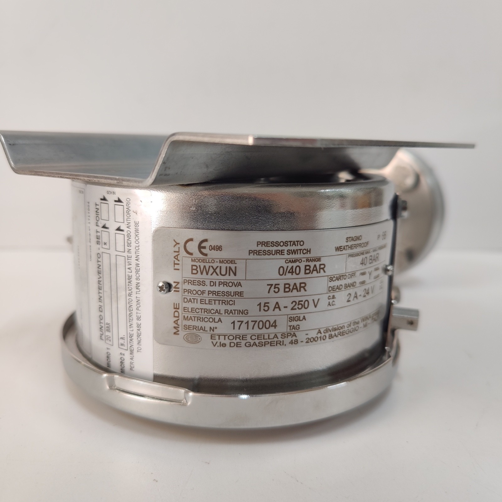 WIKA BWXUN TEMPERATURE PRESSURE SWITCH 0/40 BAR 40 BAR 75 BAR