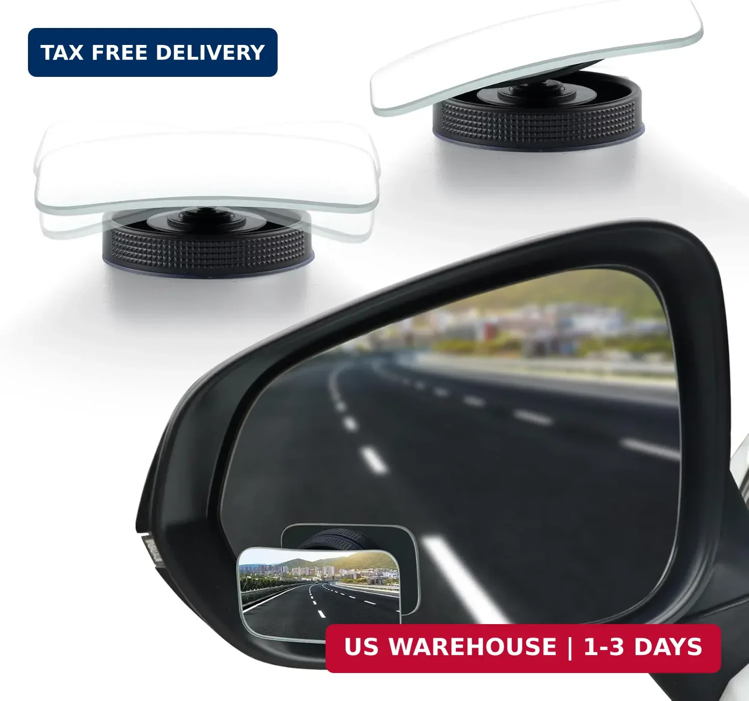 LivTee Blind Spot Car Mirror, Rectangular HD Glass Frameless Convex Side Mirror